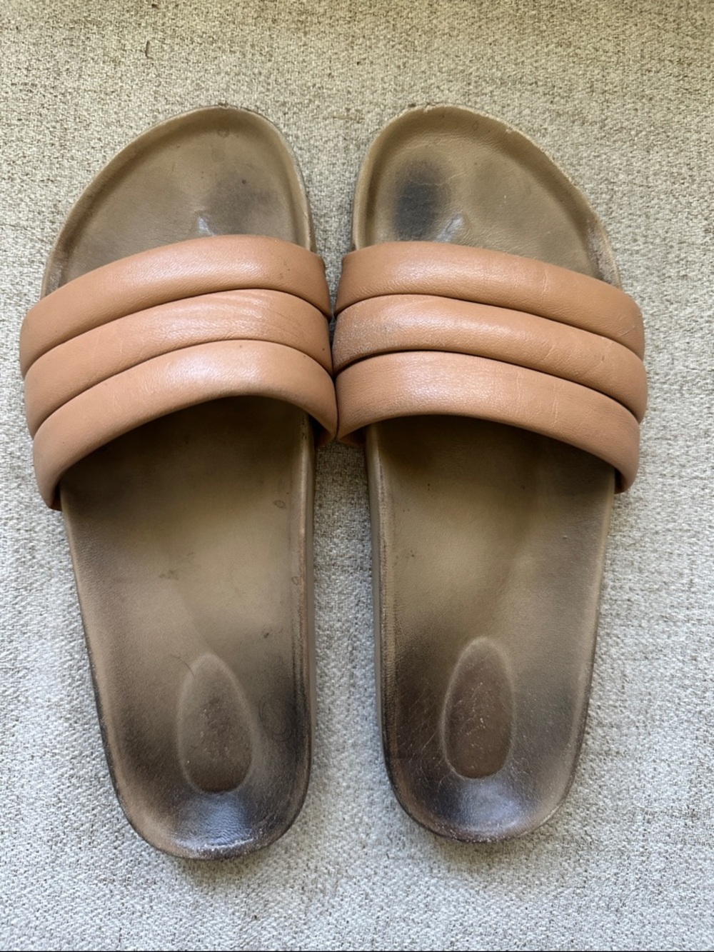 Beatrice Valenzuela Women’s Slide Sandals in Tan leather